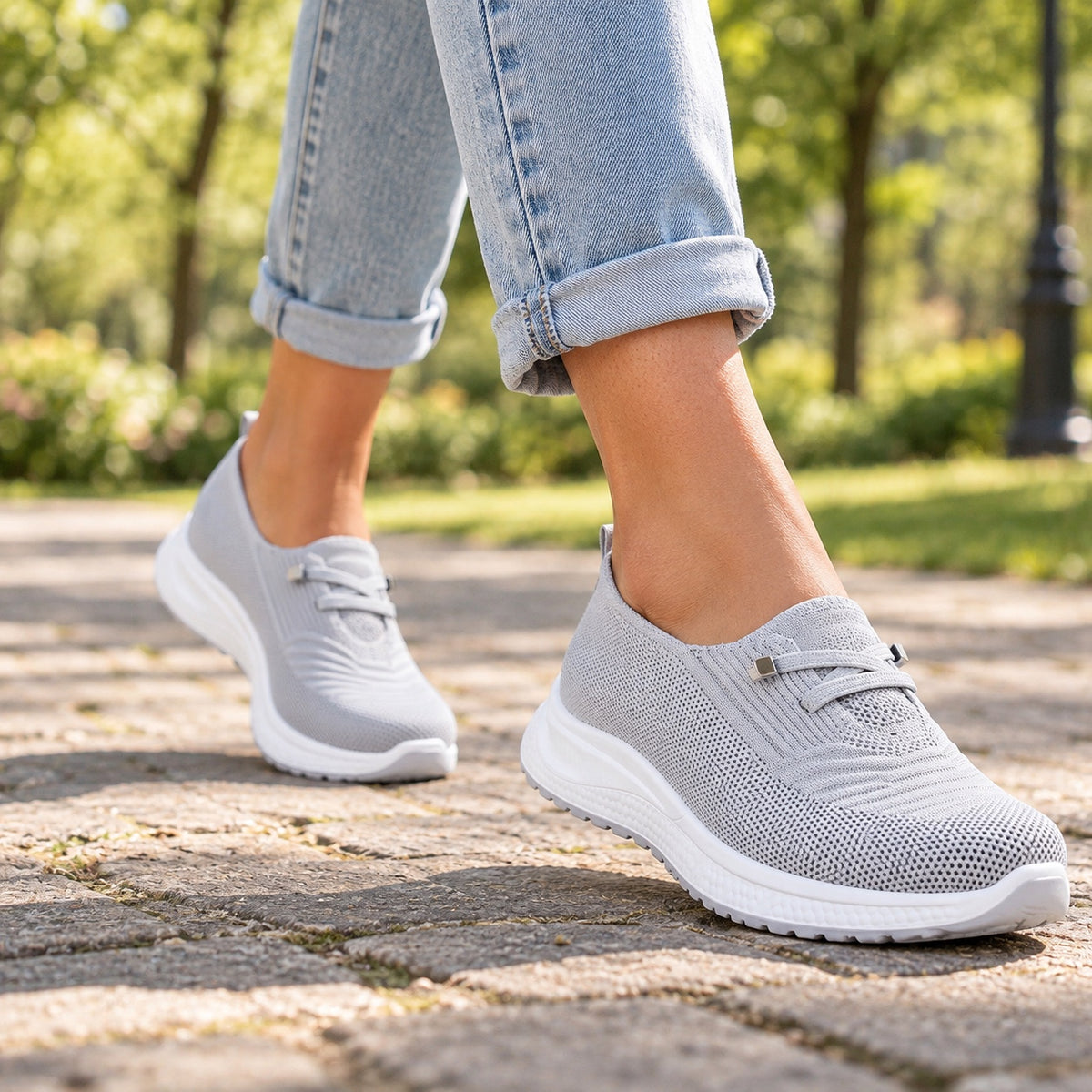 Joanne – Women's Slip-On Loafers, worn on a walk