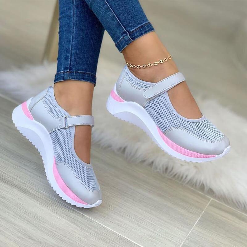 Women's Slip-On Walking Shoes Knitted Mesh Breathable Orthopedic Sneakers Thick Sole