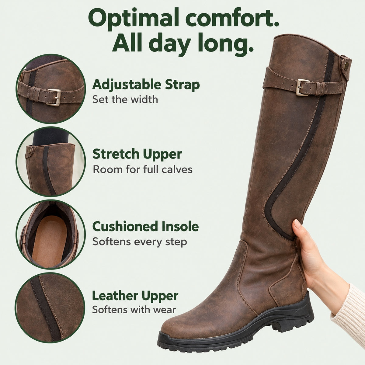 Karla – Women's Wide Calf Boots, features