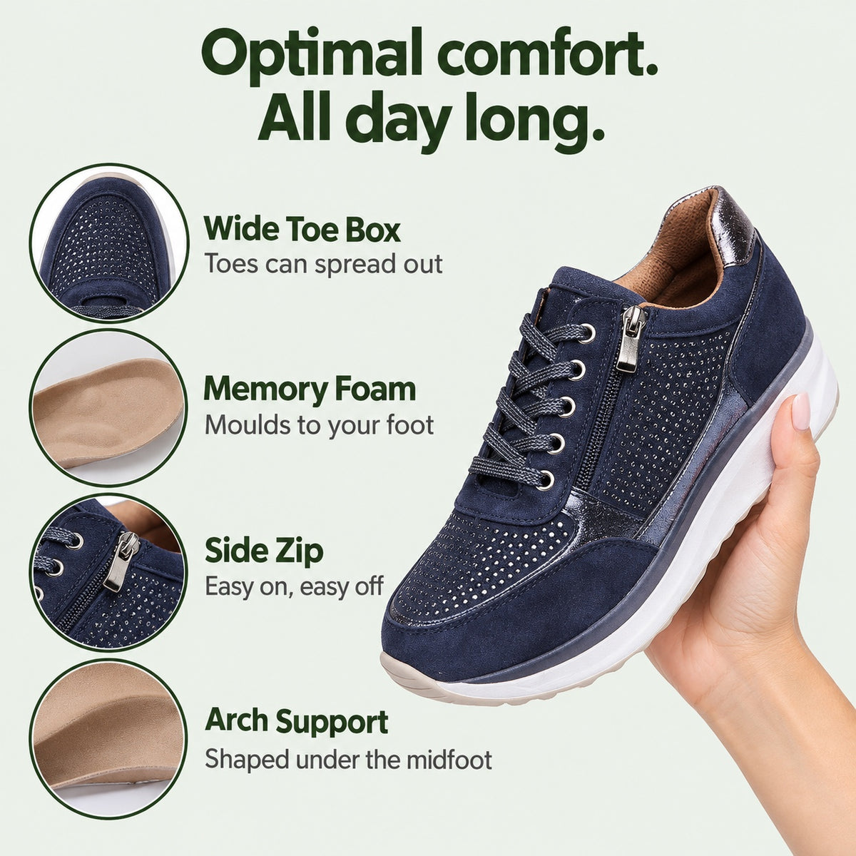 Kimberly – Women's Plantar Fasciitis Sneakers, features