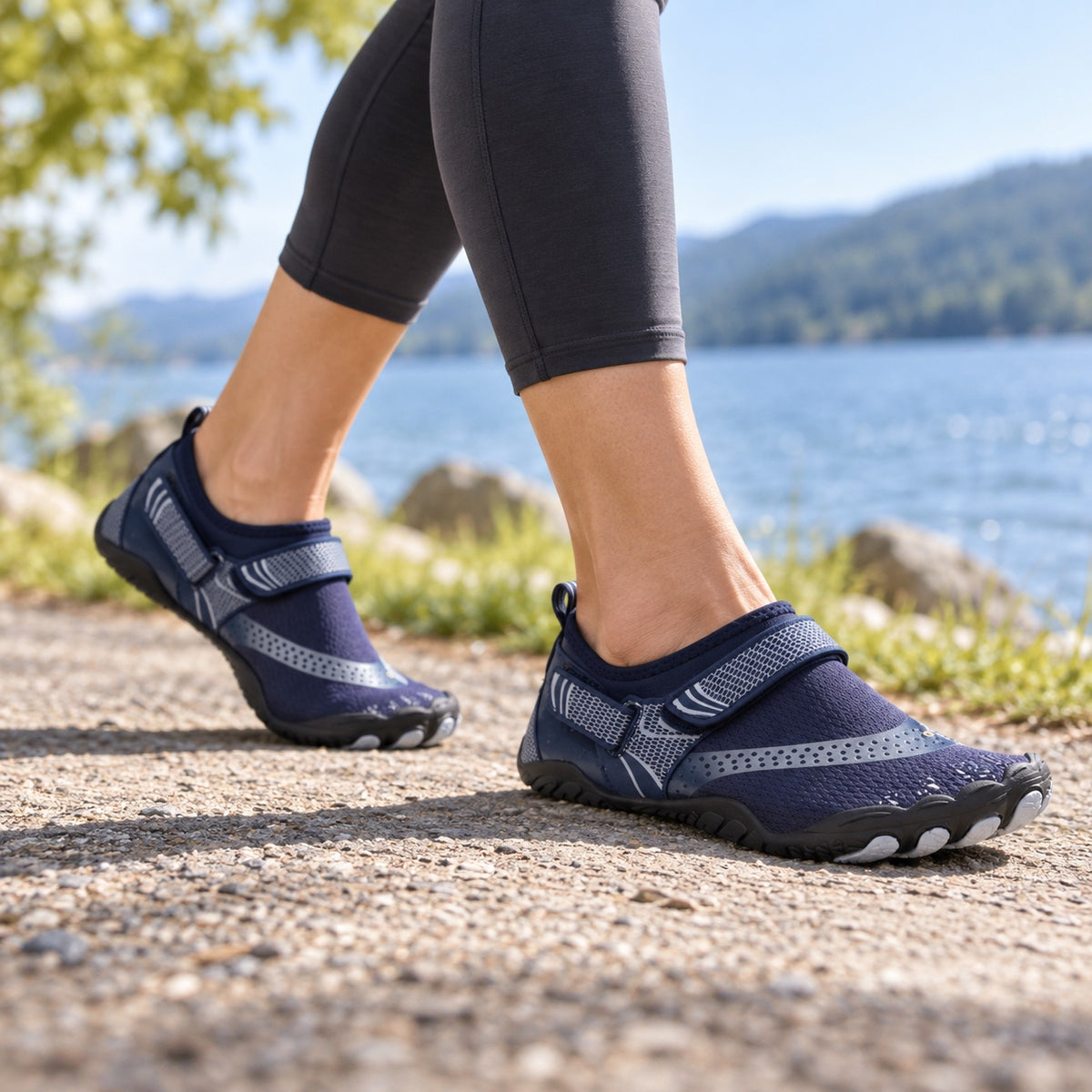 Lane – Unisex Barefoot Sneakers, worn on a walk