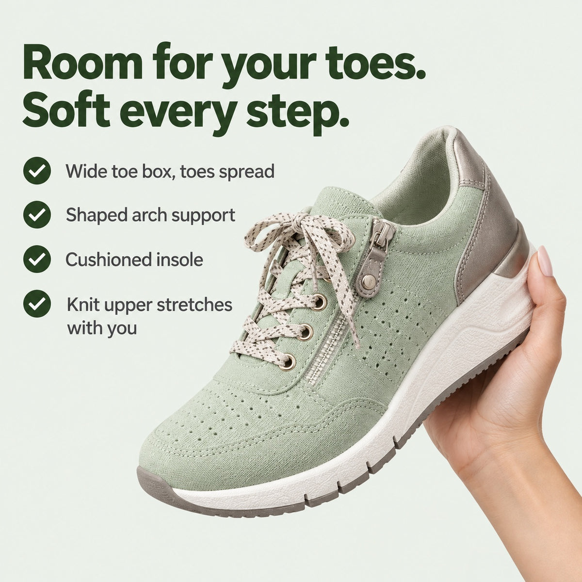 Larson – Women's Orthopedic Sneakers, key benefits