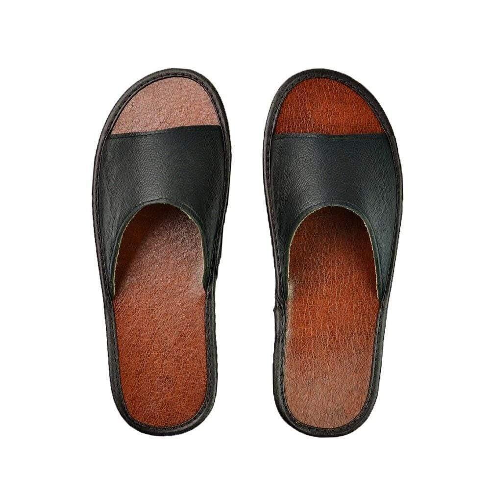 Ladies Wide Slippers - Comfortable Leather Sandals