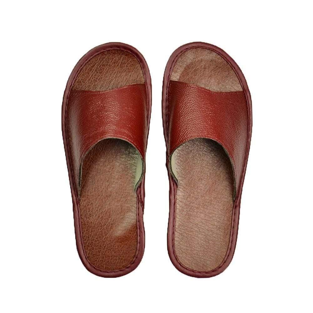 Ladies Wide Slippers - Comfortable Leather Sandals
