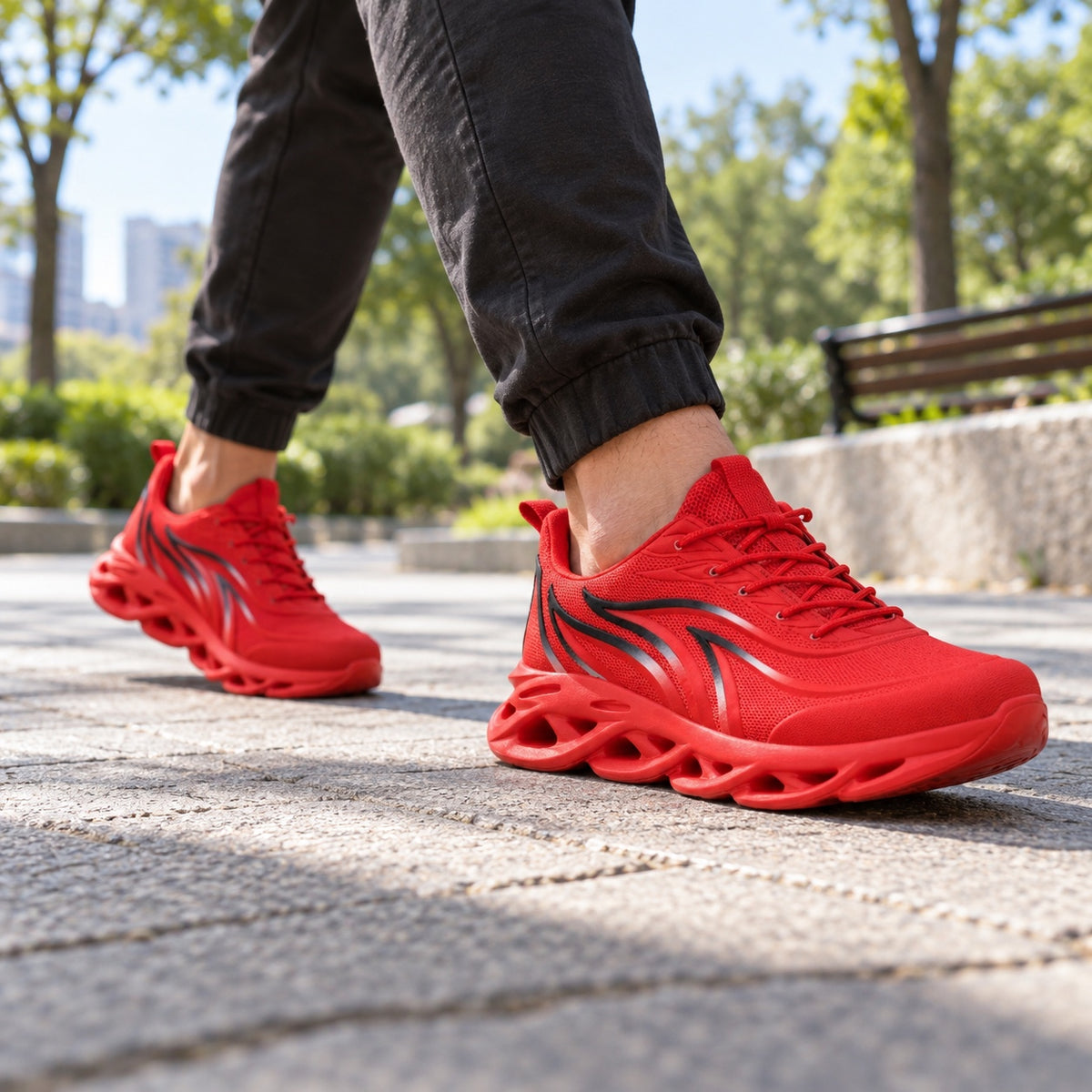 Lorenzo – Men's Walking Sneakers, worn on a walk