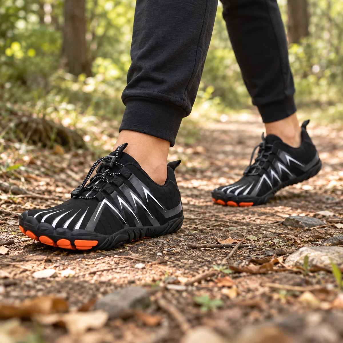 Luke – Unisex Barefoot Sneakers, worn on a walk