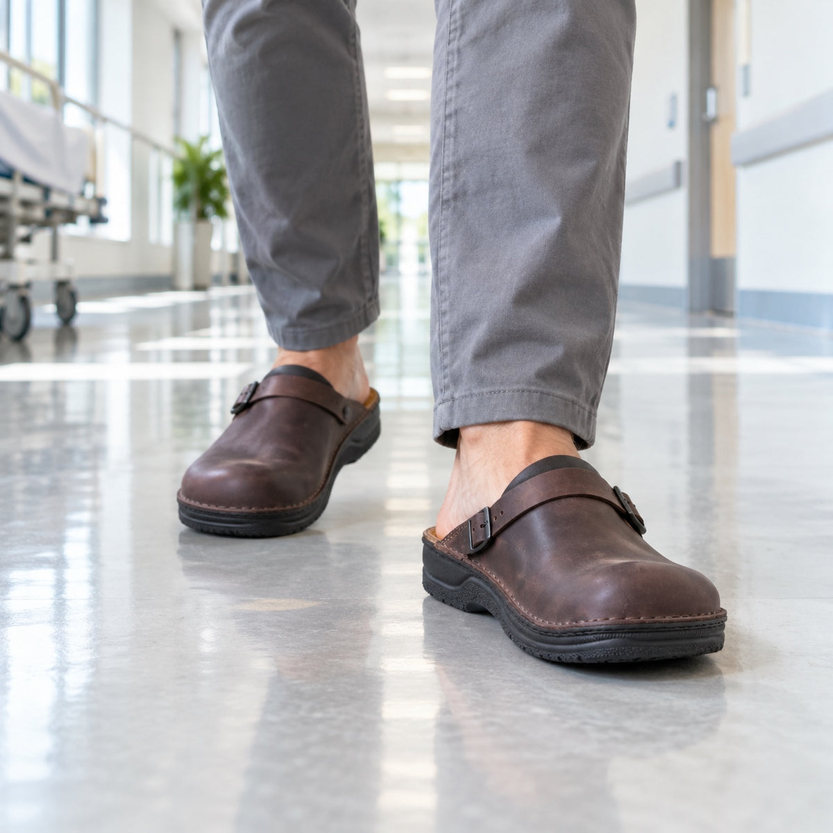 Lyons – Unisex Nursing Clogs, worn on a walk