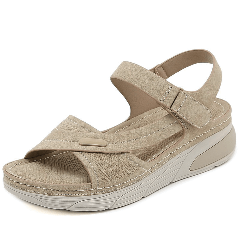 Women's Orthopedic Wedge Sandals Comfort Walking Shoes with Hook and Loop Straps