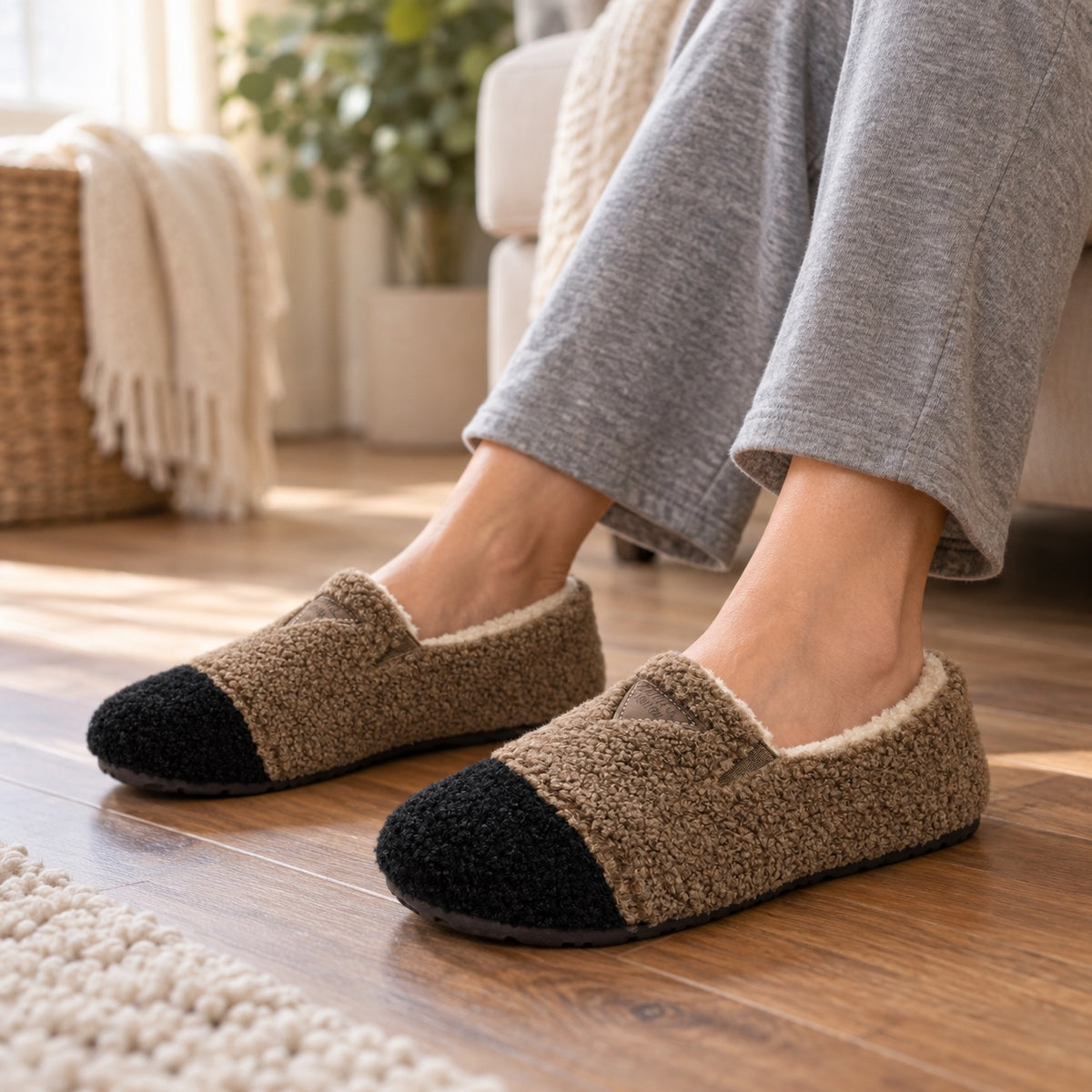 Melanie – Women's Comfort Slippers, worn on a walk