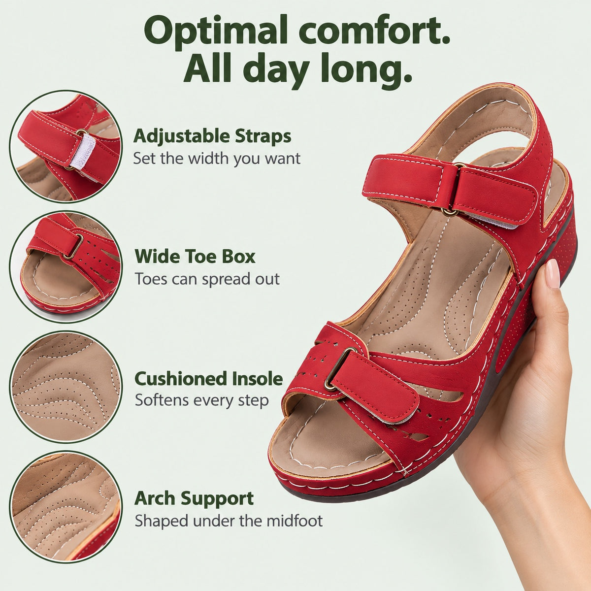 Mendoza – Unisex Wide Toe Box Sandals, features