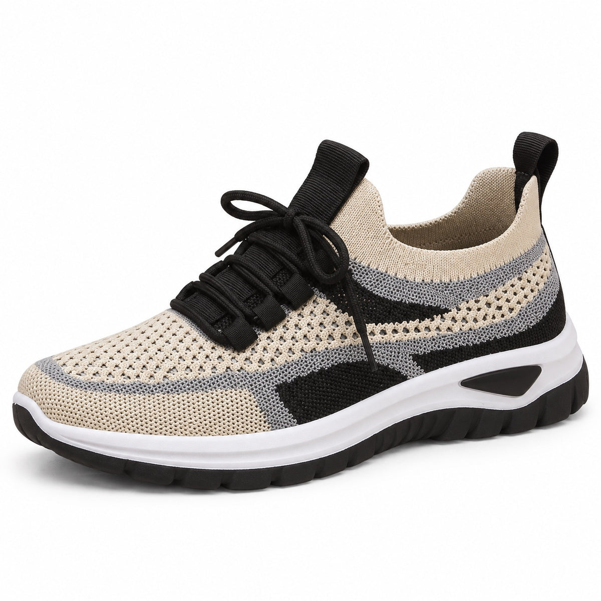 Merritt – Unisex Arch Support Shoes in Black-Khaki