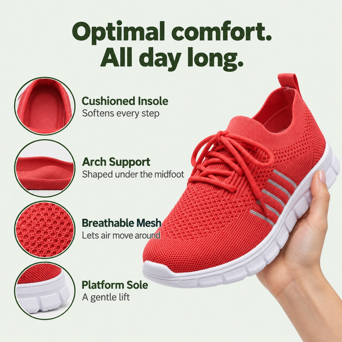Monica – Women's Arch Support Sneakers, features