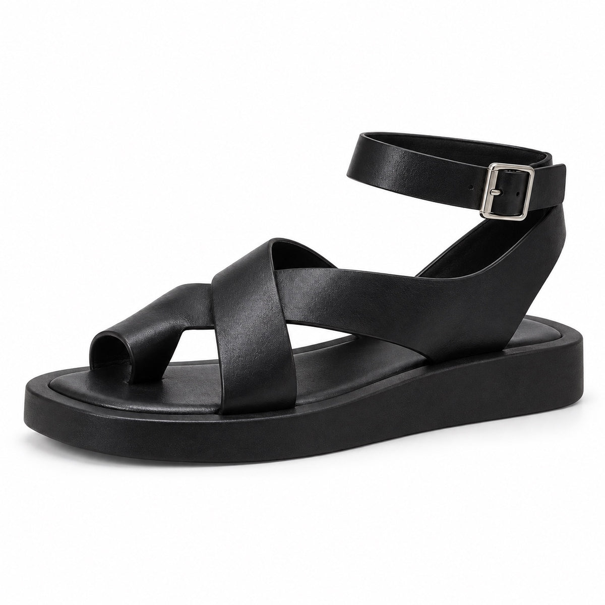 Morgan – Unisex Wide Toe Box Sandals in Black