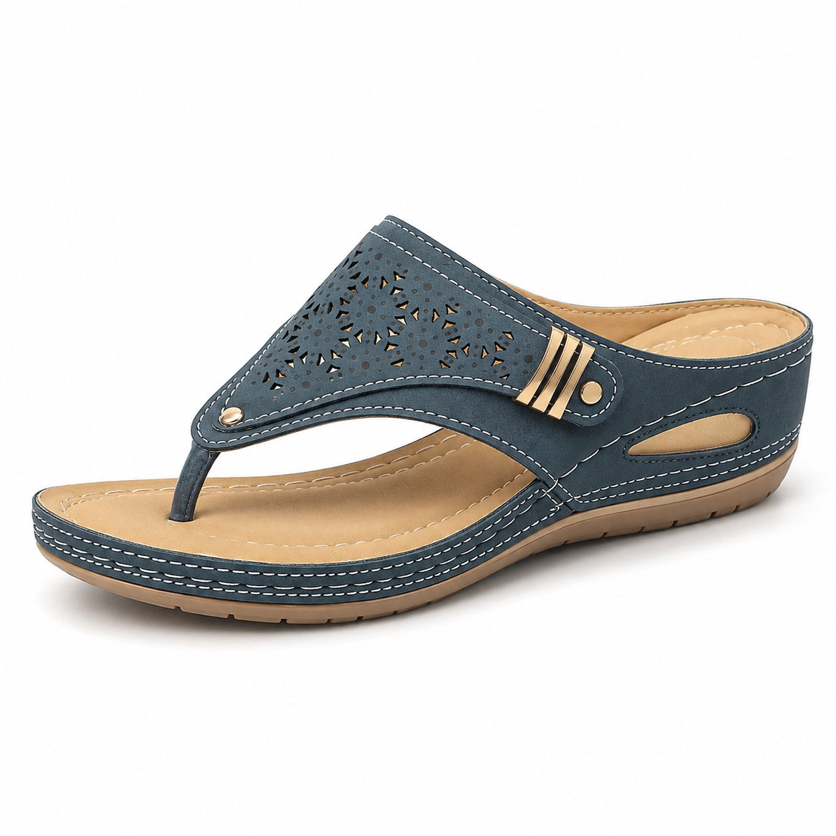 Nicole – Women's Wide Toe Box Sandals in Dark Blue