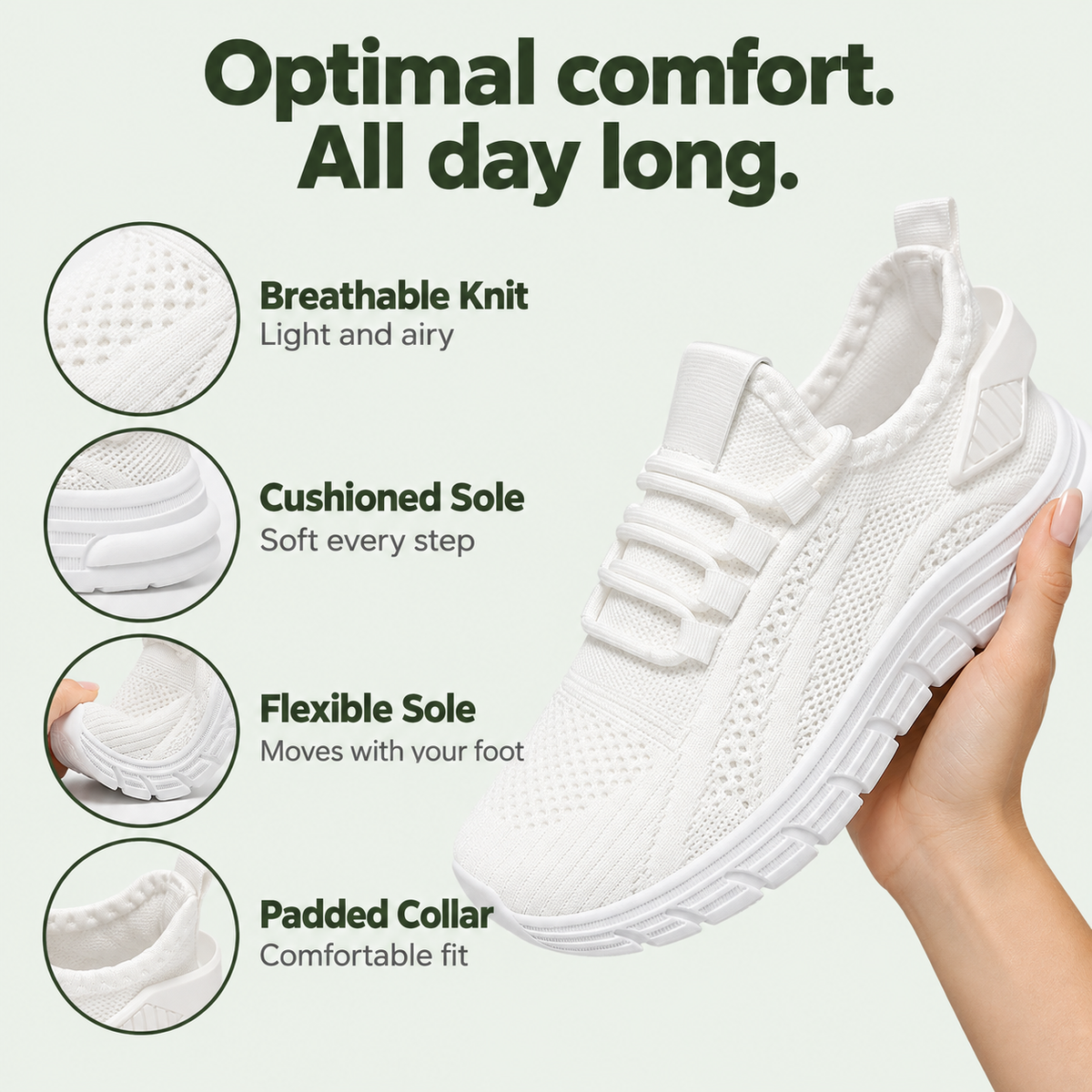 Odette – Women's Knit Walking Sneakers, features