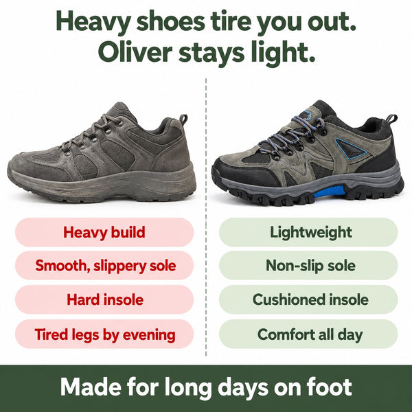 Oliver – Men's Non-Slip Shoes, compared with an ordinary shoe