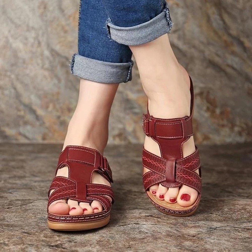 Cushioned Wedge Sandals for Bunions - Wide Fit, Adjustable Strap