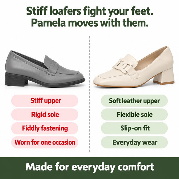 Pamela – Women's Orthopedic Loafers, compared with an ordinary shoe