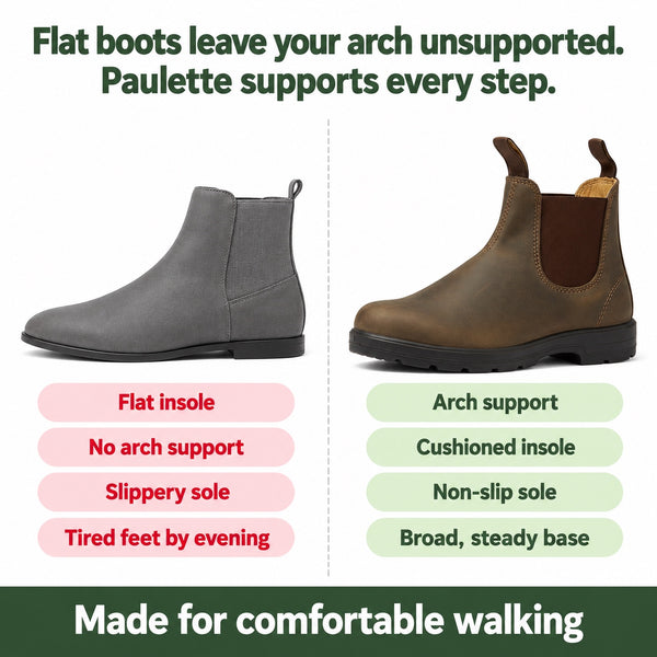 Paulette – Women's Comfort Boots, compared with an ordinary shoe