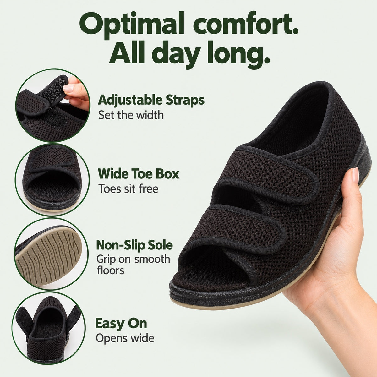 Peterson – Unisex Wide Toe Box Sandals, features