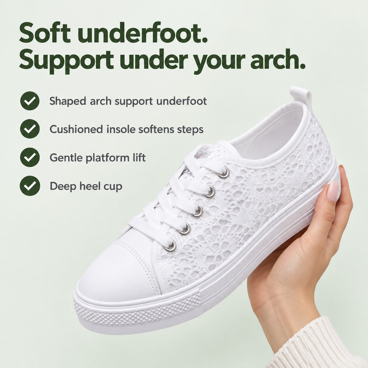 Priscilla – Women's Arch Support Sneakers, key benefits