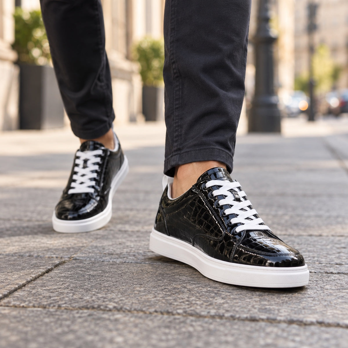 Randolph – Men's Slip-On Sneakers, worn on a walk