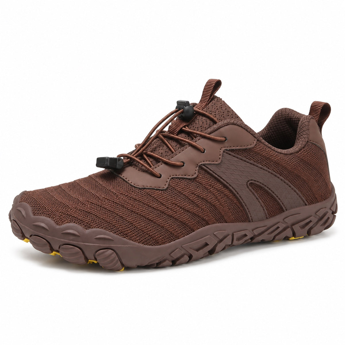 Reeves – Unisex Barefoot Shoes in Chocolate Brown/Yellow