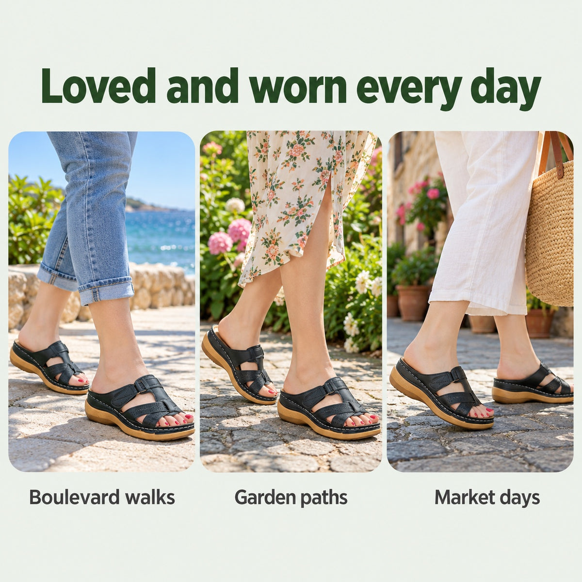 Richards – Unisex Wide Toe Box Sandals, worn every day