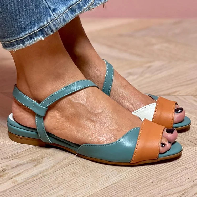 Roberta | Color Block Sandals with Ankle Strap and Open Toe