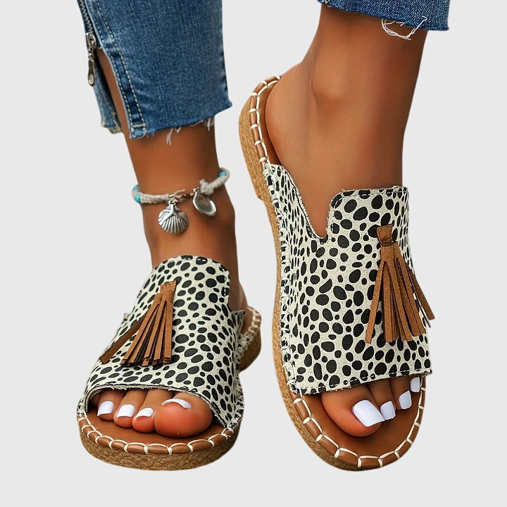 Roberta | Flat Sandals with Tassel Detail and Open Toe