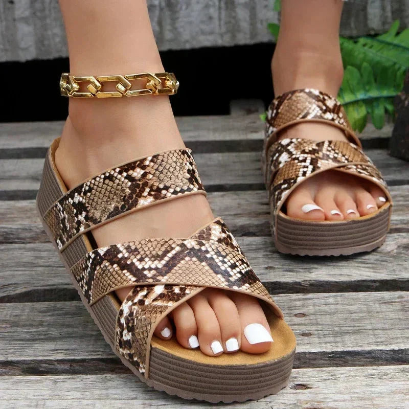 Roberta | Platform Sandals with Criss Cross Straps and Braided Detail