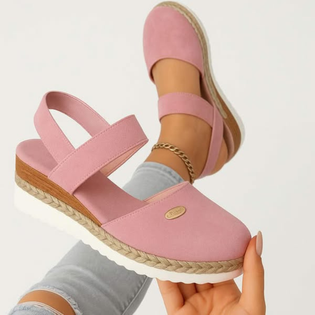 Roberta | Wedge Espadrille Sandals with Slingback and Hook and Loop Closure