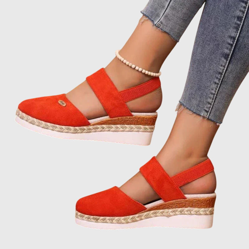 Roberta | Wedge Espadrille Sandals with Slingback and Hook and Loop Closure