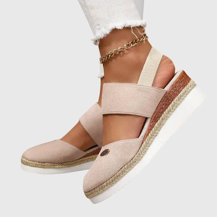 Roberta | Wedge Espadrille Sandals with Slingback and Hook and Loop Closure