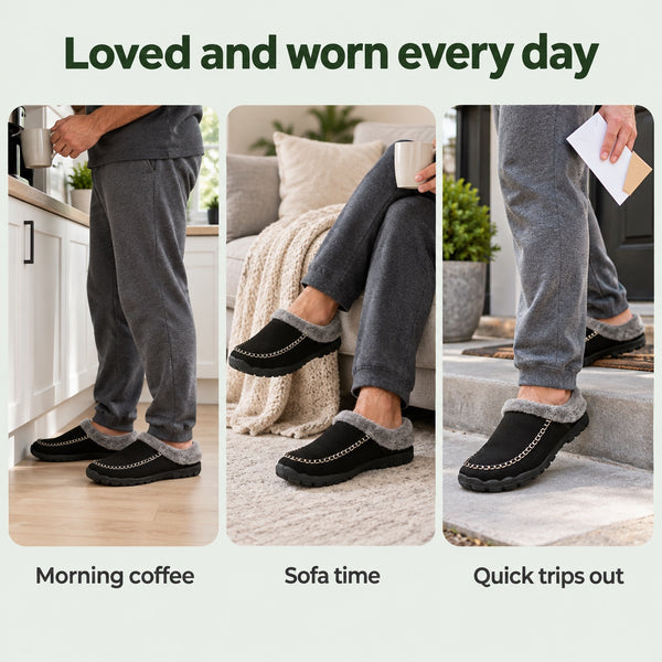 Rory – Unisex Comfort Slippers, worn every day