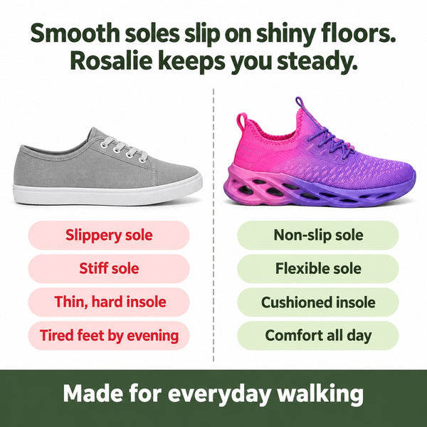 Rosalie – Women's Non-Slip Sneakers, compared with an ordinary shoe