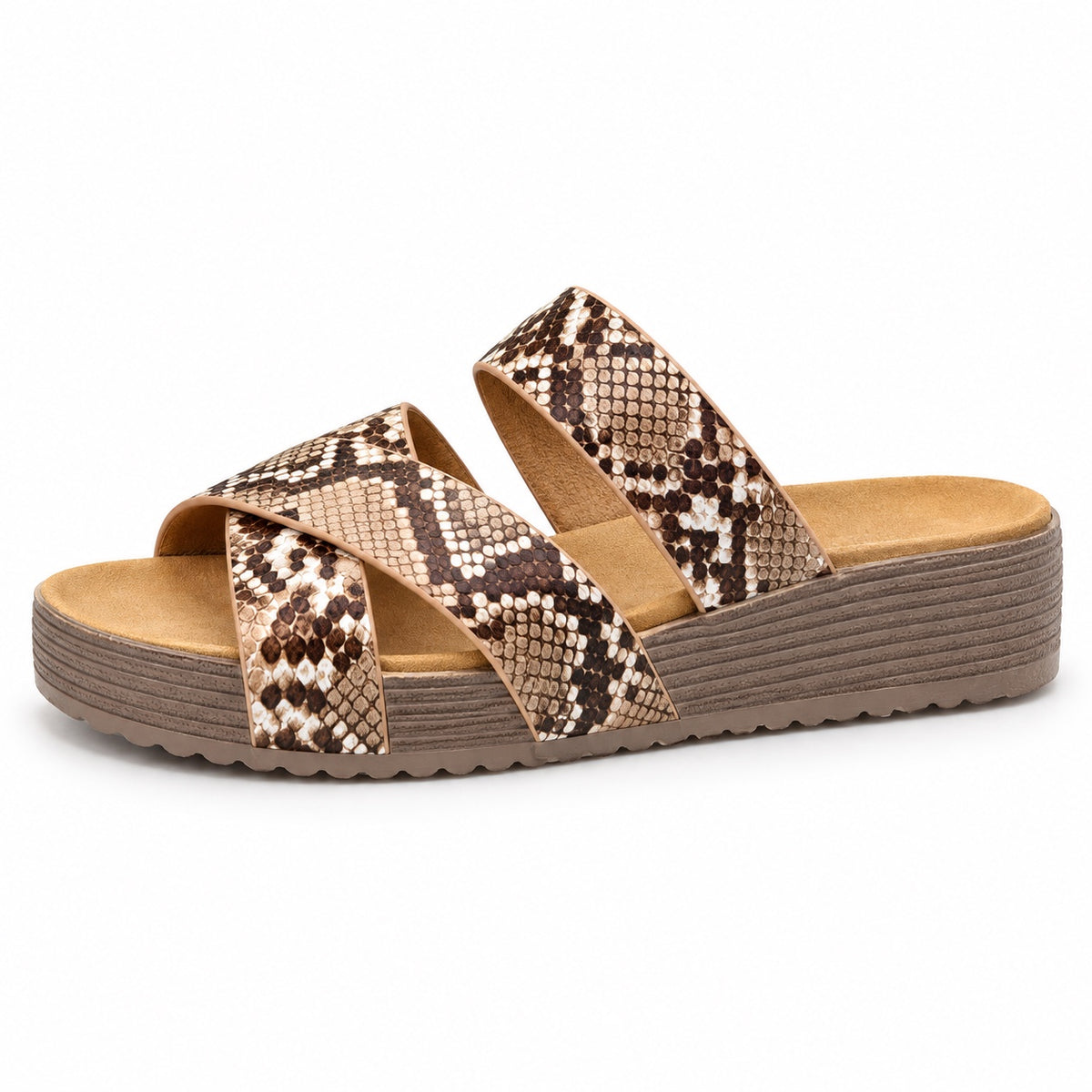 Rowan – Women's Wide Toe Box Sandals in Snake Pattern
