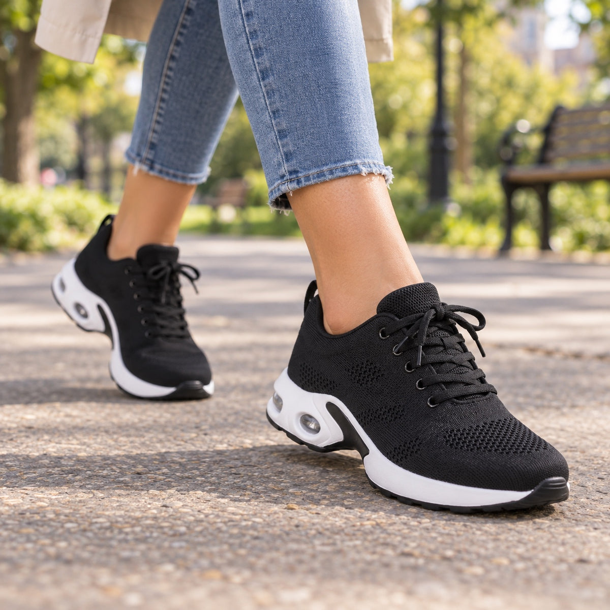 Sadie – Women's Orthopedic Sneakers, worn on a walk