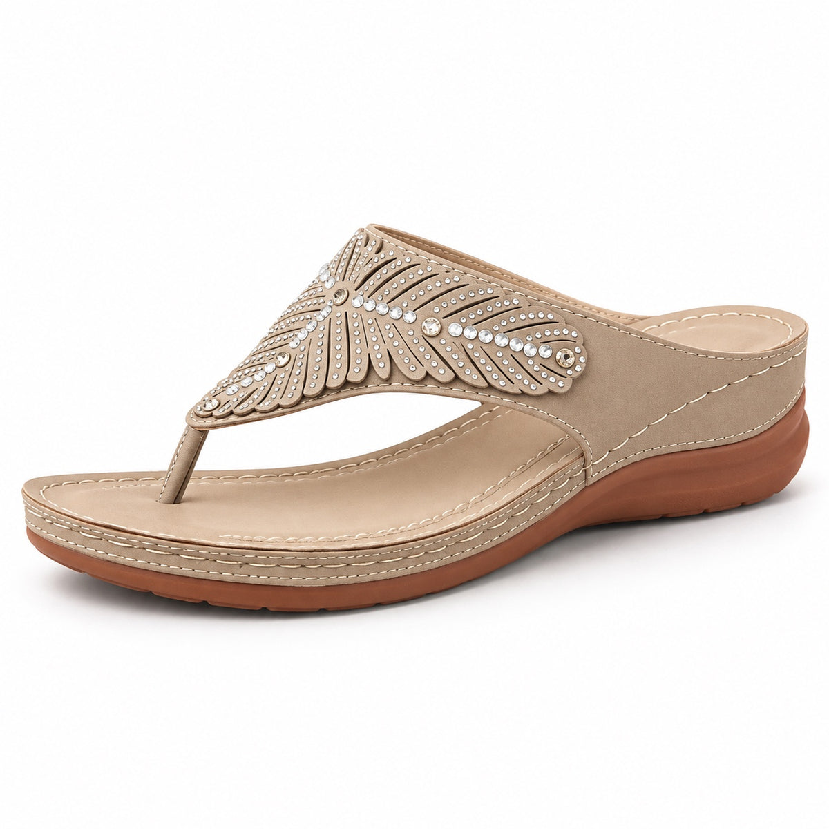Sharon – Women's Wide Toe Box Sandals in Beige