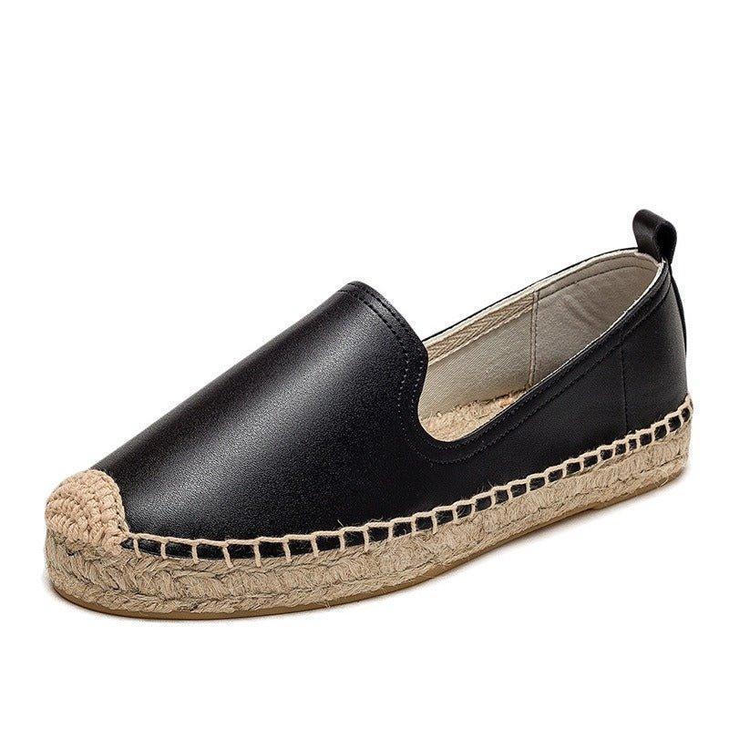 Women's Wide Toe Box Woven Leather Loafers