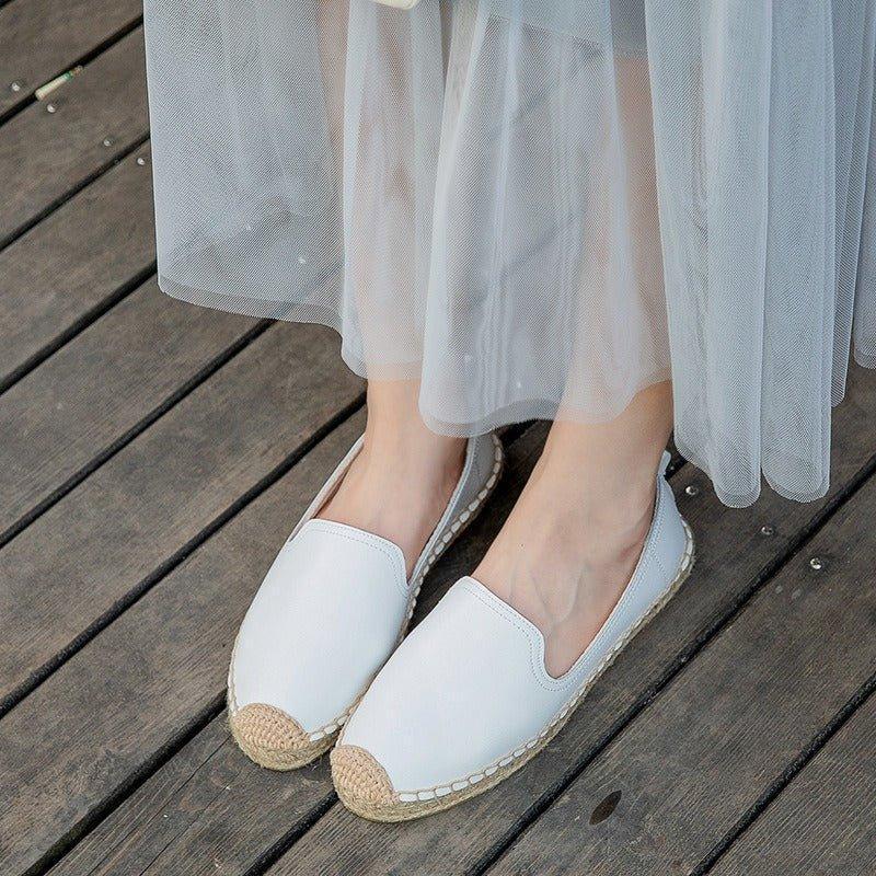 Women's Wide Toe Box Woven Leather Loafers