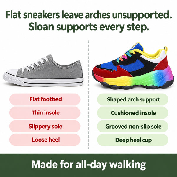 Sloan – Unisex Arch Support Sneakers, compared with an ordinary shoe