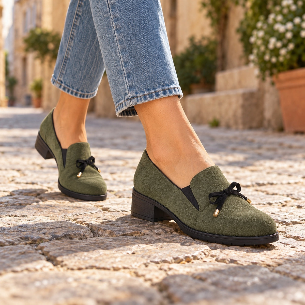 Smith – Unisex Slip-On Loafers, worn on a walk