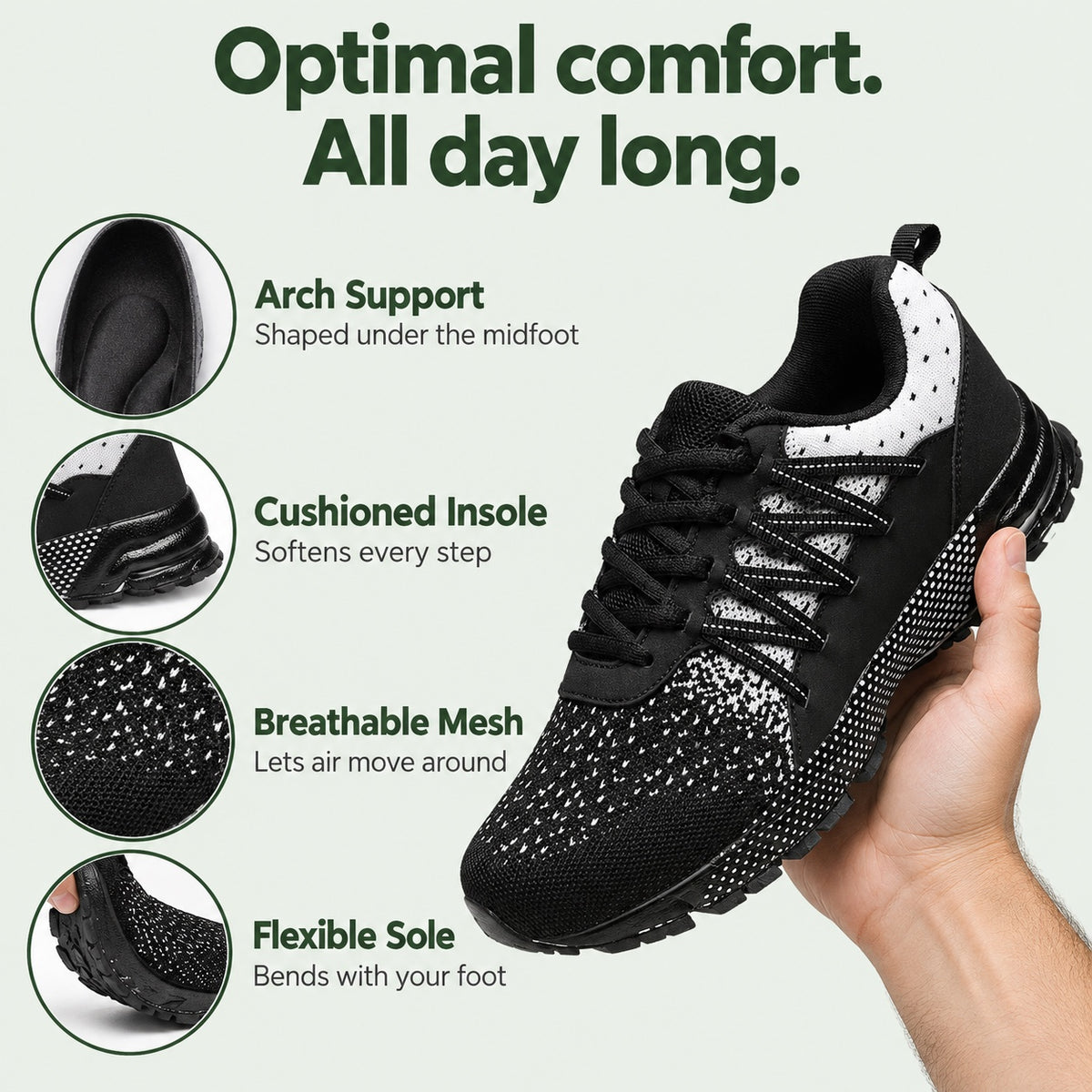 Theodore – Men's Arch Support Sneakers, features