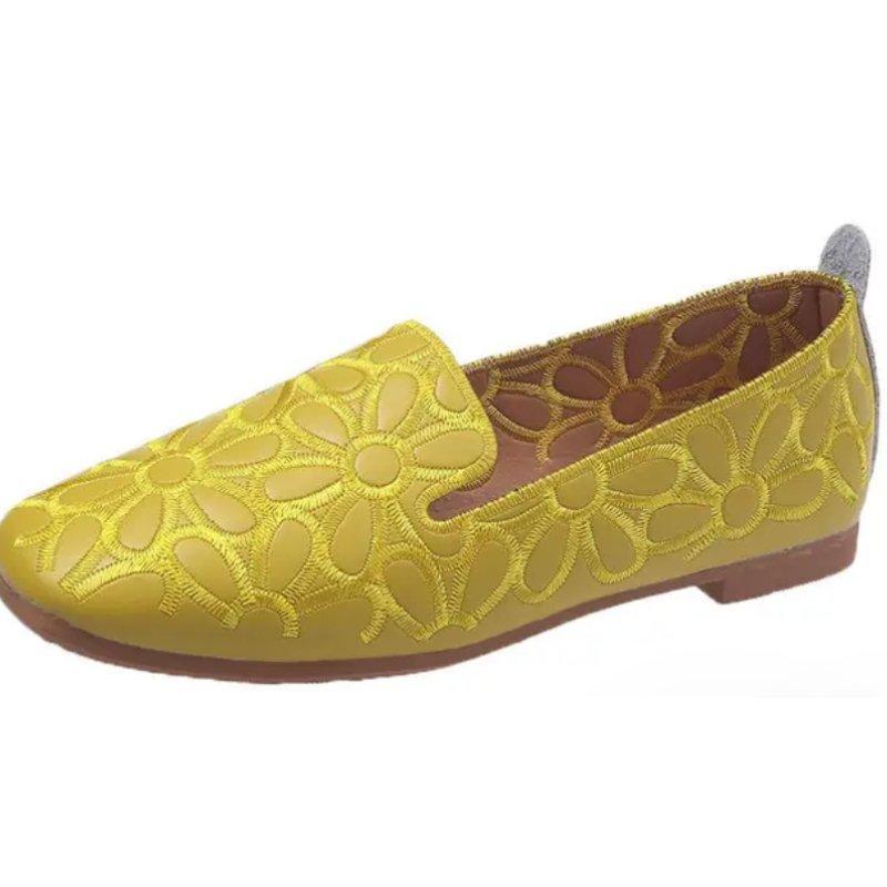 Women's Wide Fit Ballet Flats Embroidered
