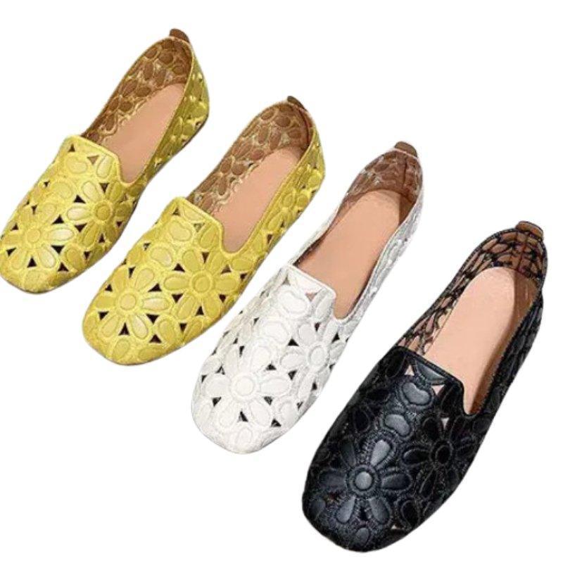 Women's Wide Fit Ballet Flats Embroidered