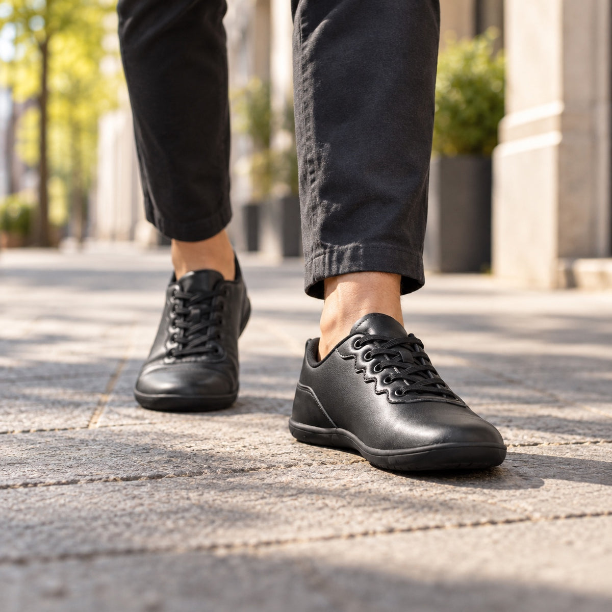 Wyatt – Unisex Barefoot Shoes, worn on a walk