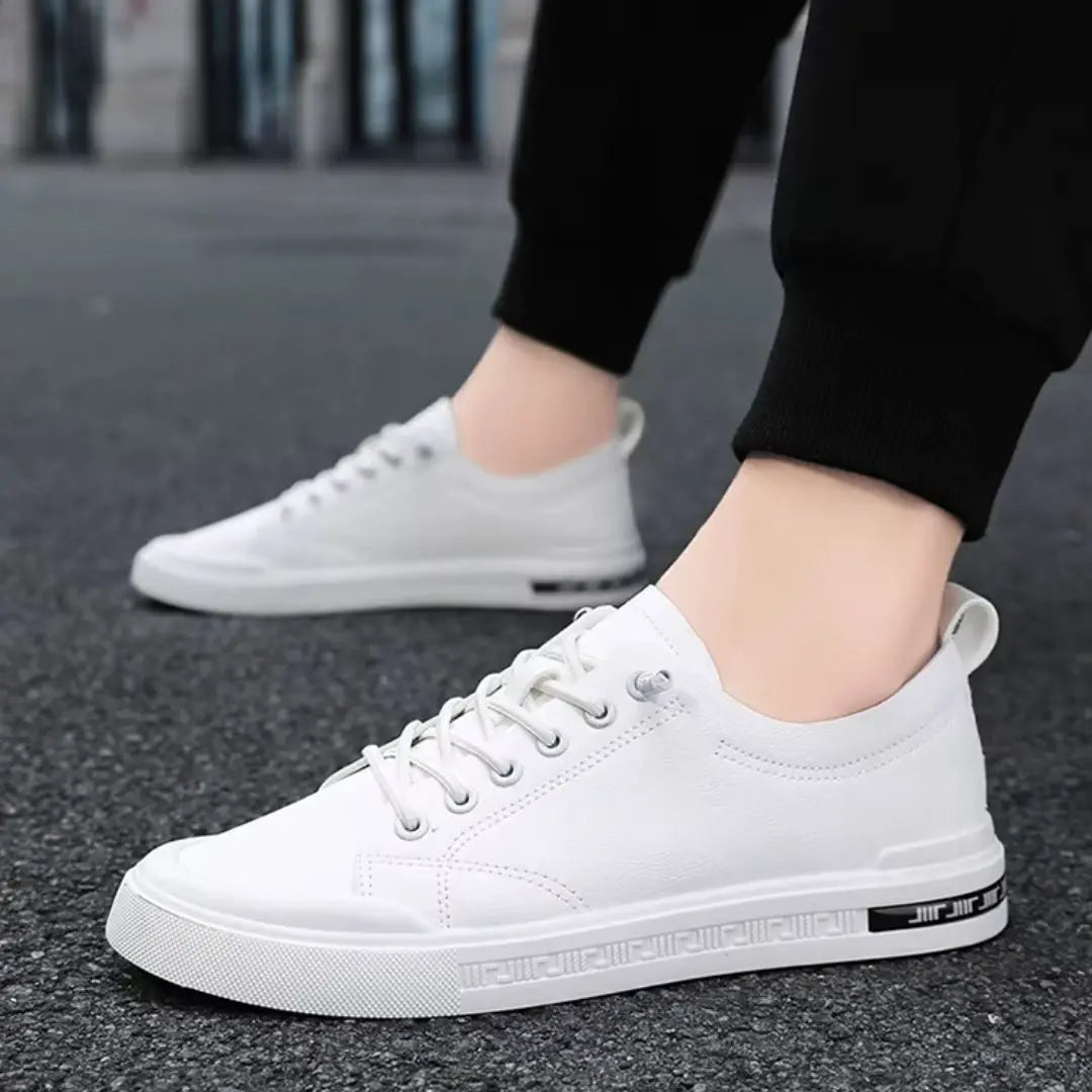 Belford Minimalist Smooth Leather Sneakers - Casual Everyday Trainers