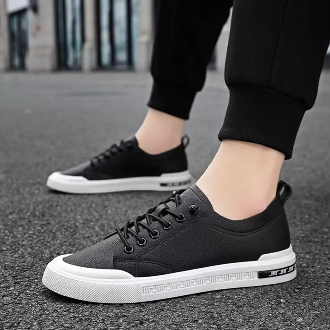 Belford Minimalist Smooth Leather Sneakers - Casual Everyday Trainers