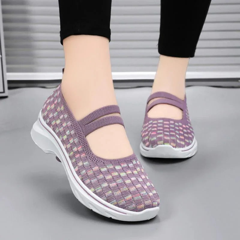 Women's Stretch Walking Shoes with Elastic Straps